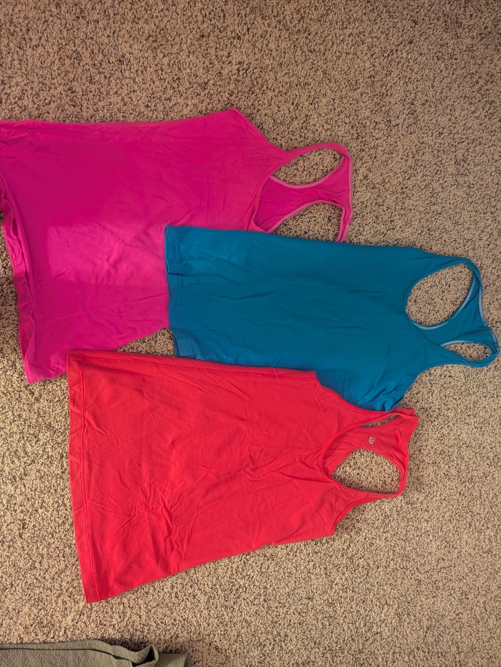 lululemon athletica Stretch Racerback Tank Trio - Hot Pink, Teal, Coral-Red